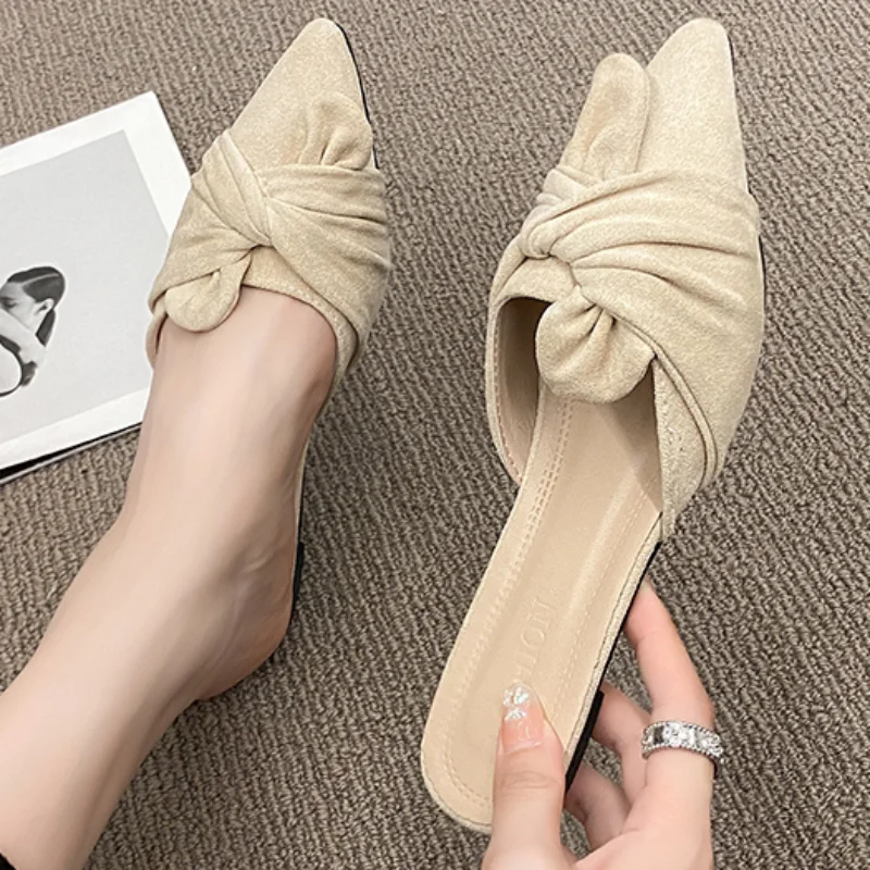 

Shoes for Women 2023 Fashion Semi Trailer Women's Slippers Autumn Pointed Toe Butterfly Shoes Ladies Flat Leisure Time Slippers