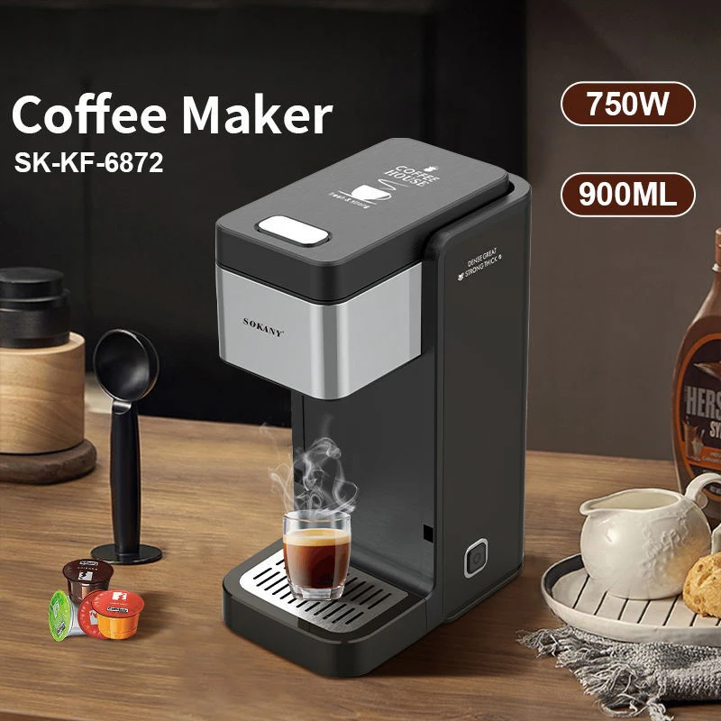 

SK-KF-6872 Household Espresso Coffee Maker 900ML 750W Stainless Steel Multifunction Cafe Machine