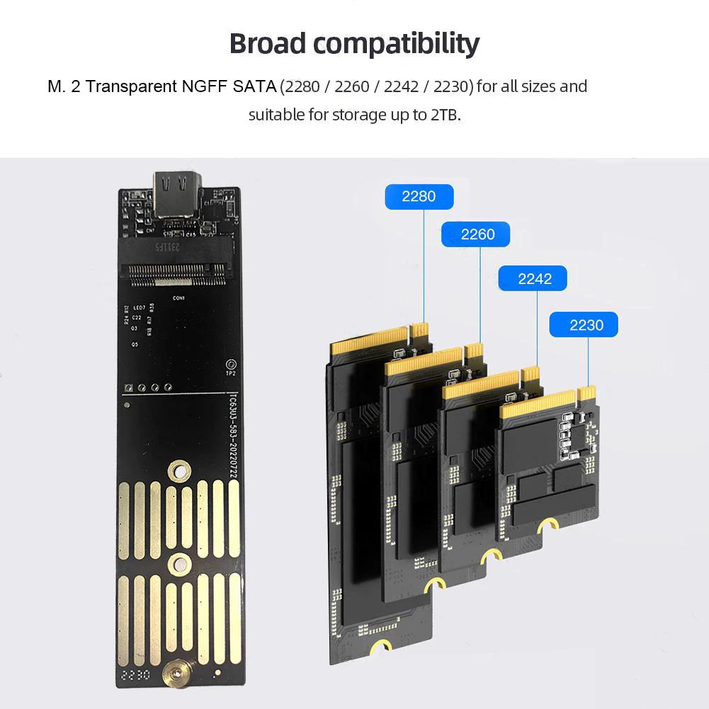 Transparent PC External SSD Case USB 3.1 Hard Disk Box