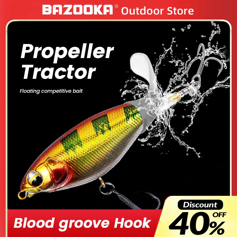 

Bazooka Propeller Tractor Fishing Lure Spin Bait Minnow Whopper Popper Topwater Hard Plopper Rotating Tail Tackle Winter Baits