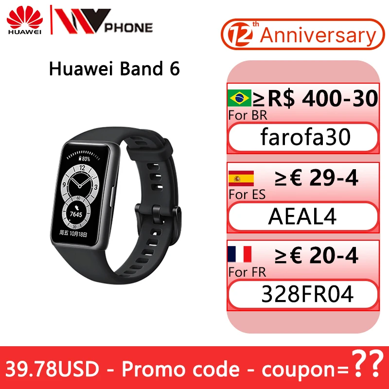 Смарт-браслет HUAWEI BAND 6 1 47 дюйма AMOLED с функцией быстрой зарядки | Электроника