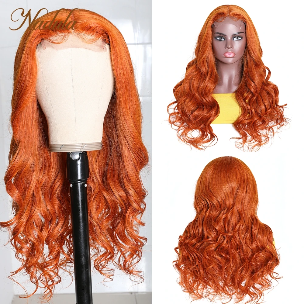 Nadula Hair Ginger Orange Body Wave Human Hair Lace Part Wigs  4x1 Middle Part Lace Wigs Colored Lace Human Hair Wigs for Women