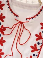 New Spring Autumn Women's Retro Ethnic Embroidered Dress Lantern Sleeves Bohemian Holiday Dress Women Tops GD678 - Image 2