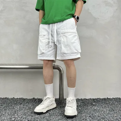 Schnell trocknende Sommer-Shorts mit mehreren Taschen, dünne, einfarbige, einfache, lockere Arbeitskleidungsshorts für Herren, Fünf-Punkt-Casual-Trendmarken-Sportpa – Detail 6