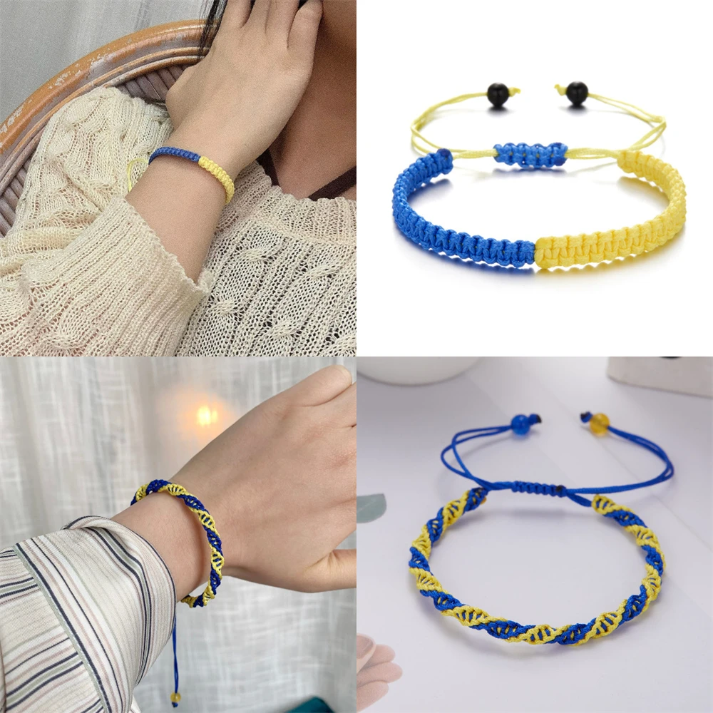 Браслет Lucky Knot украшенный стразами цвет синий/желтыйУкрашения и аксессуары