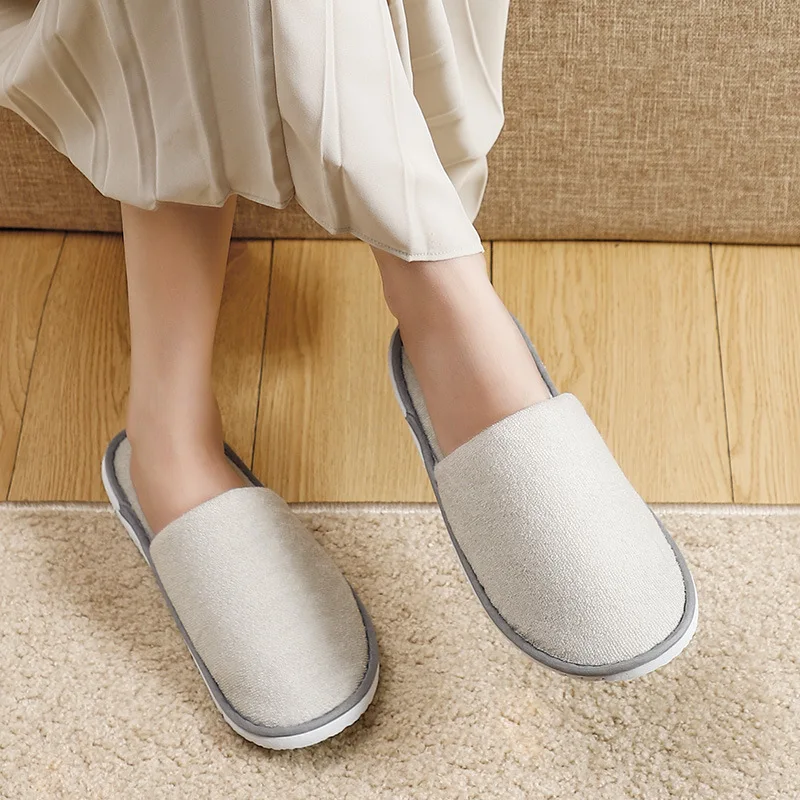5Pairs/Lot Velvet Hotel Slippers Men Women Travel Disposable Cotton Towel Cloth Hospitality Soft SPA Shoes Guest Slides