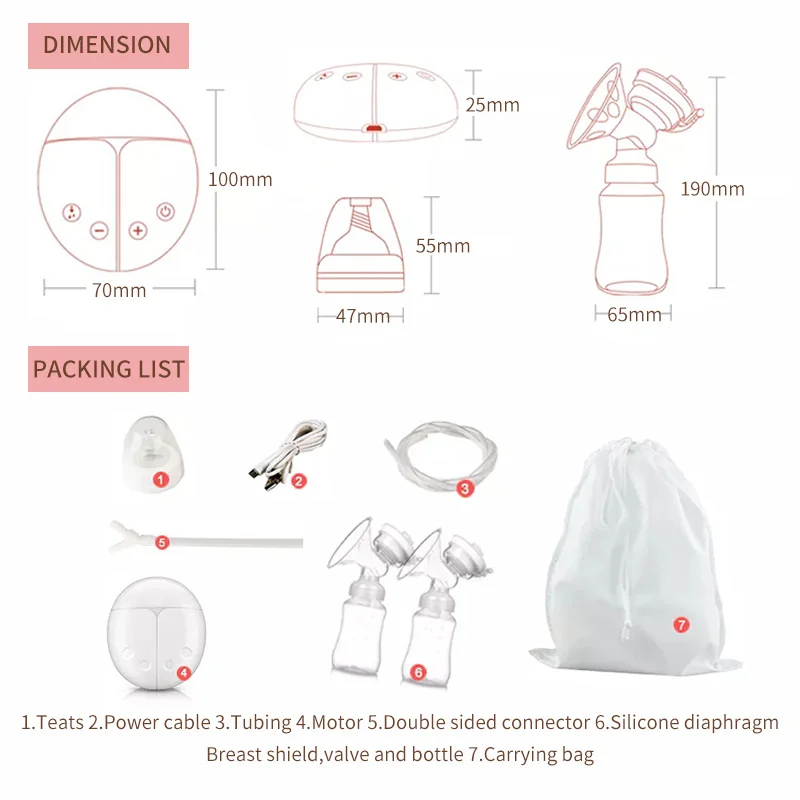 Electric Breast Pump Electric Breast Milk Extractor USB Powered with Baby Milk Bottle Baby Powerful Feeding Accessories
