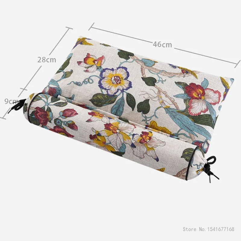 Pillow Core Full Buckwheat Cervical Protect for Sleeping, Massage Correction, Adult Sleeping Neck Flower Pattern Printing Pillow