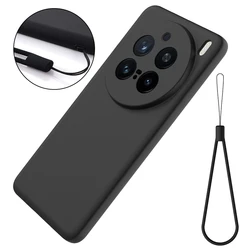 Soft Premium Liquid Silicone Case with Flocking Interior and Strap - Enhanced Protection and Style for Vivo X200 (Black)
