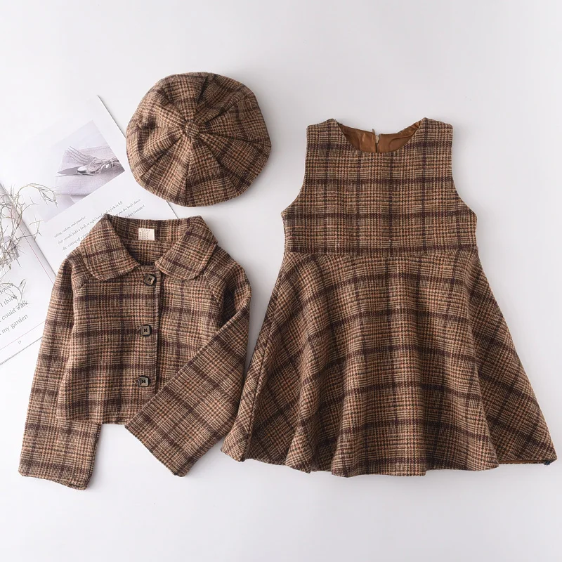 Menoea Kids Clothes Girls Set Autumn Fashion Winter Wool Coats And Skirts Boutique Kids Clothing Sets Teenager Fall Outfits