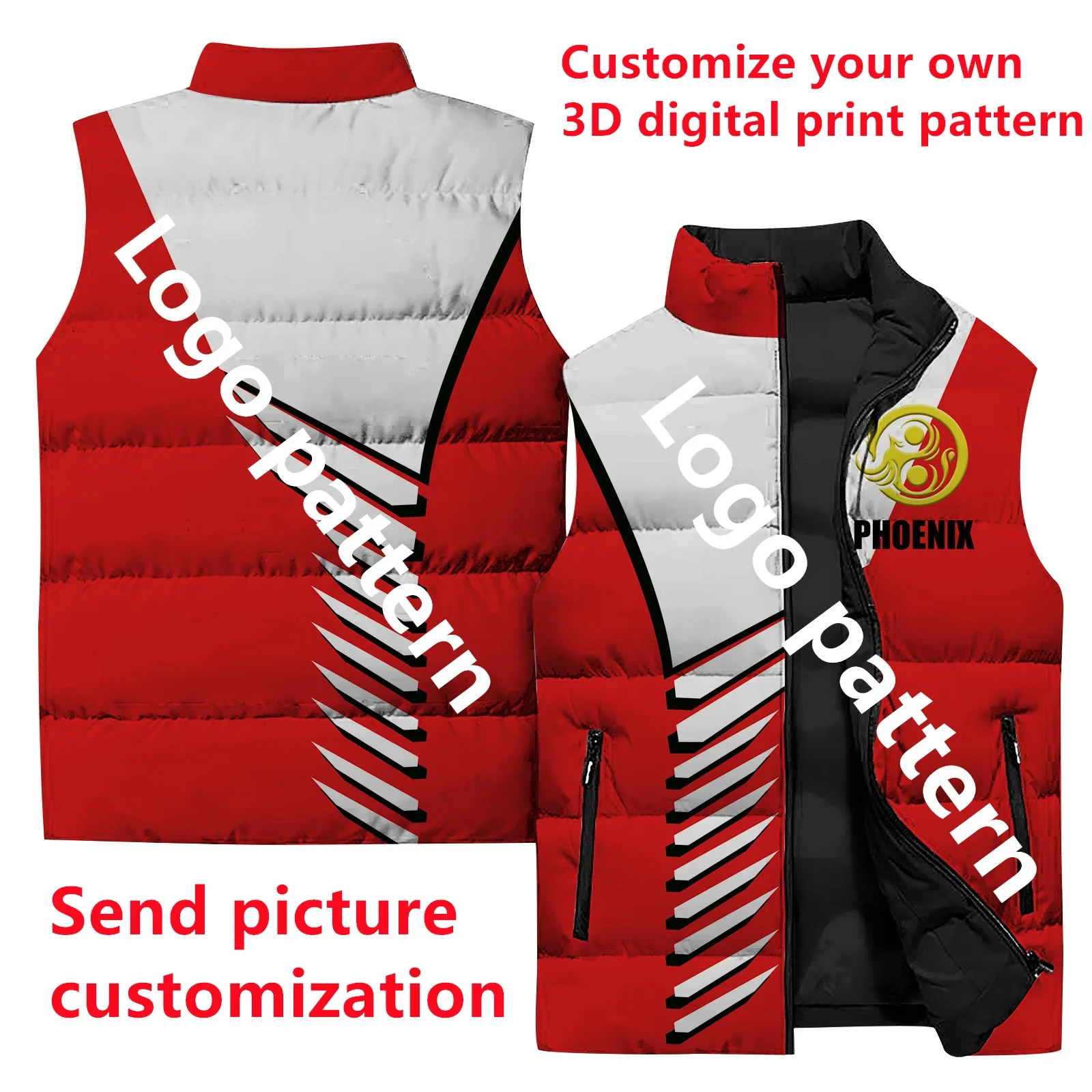 thumbnail image 1 of 2024 Personalice sus abrigos con estampado exclusivo para hombres Comuníquese con el servicio de atención al cliente para personalizar el chaleco sin mangas para hombres, 1 of 4