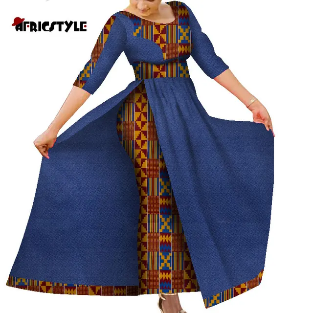 African Women's Dress Bazin Riche Traditional Ankara Print Lady Dress with Skin Fashion Robe Afrcaine Femme Lady Evening Gowns 9