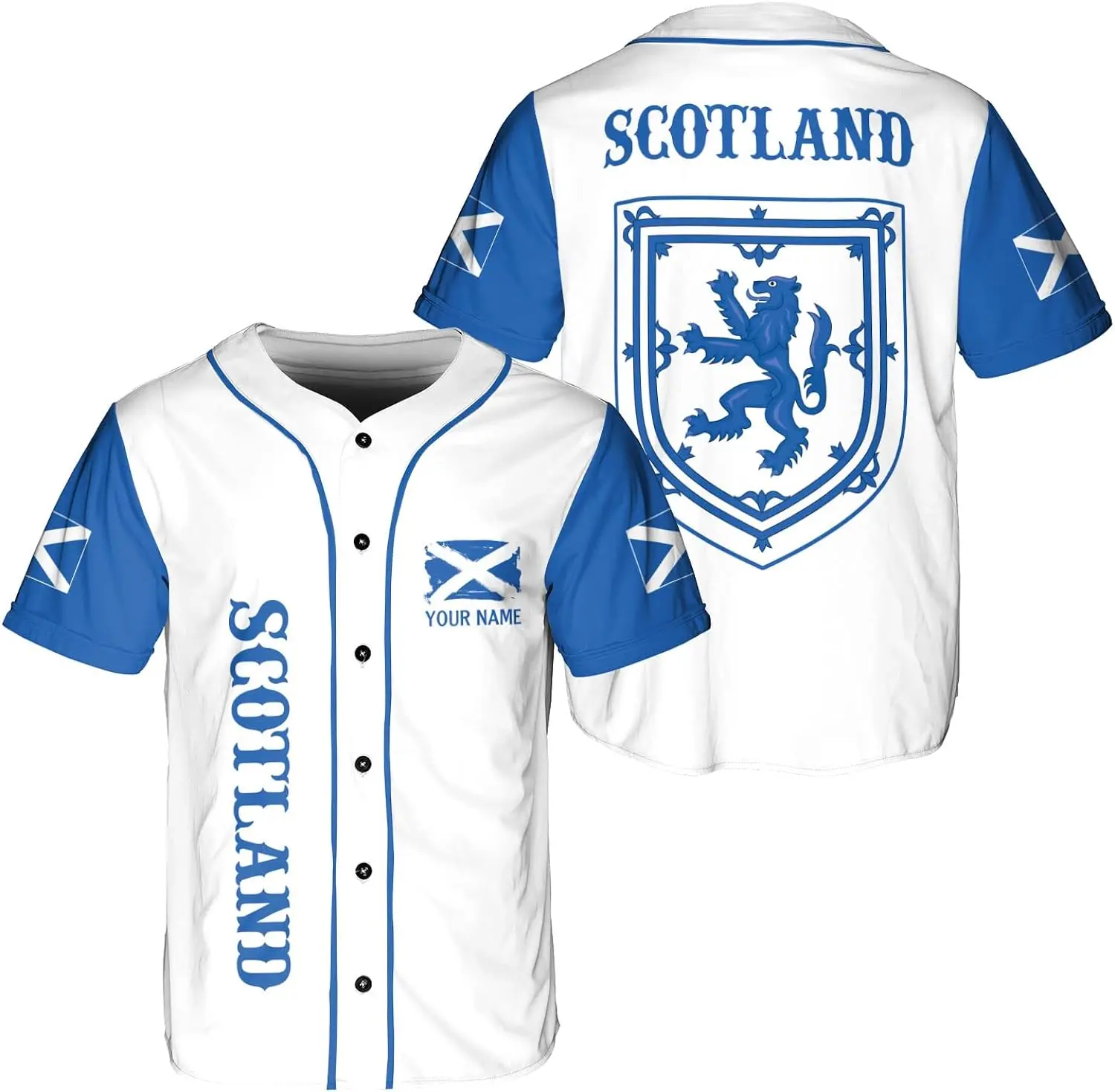 

Custom Name Scotland Flag Badge Baseball Jersey Men's Women's Short Sleeve Jersey Men's Streetwear Short Sleeve Sports T-shirt