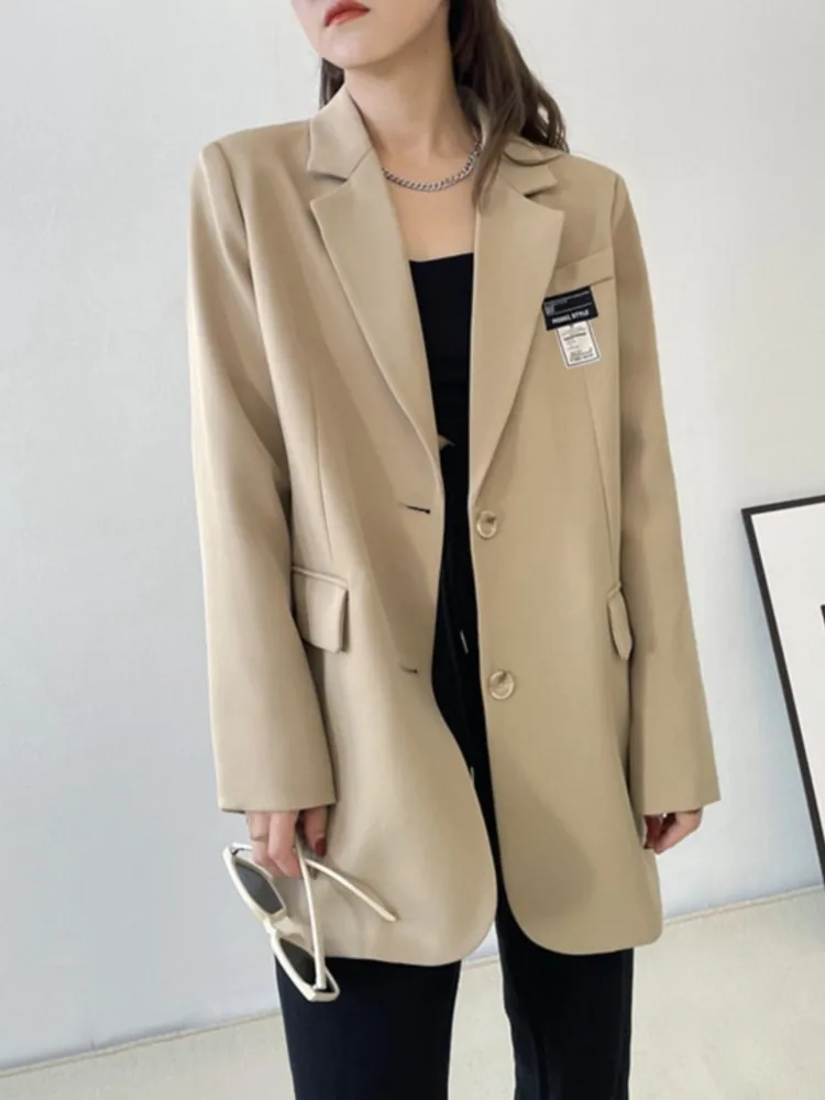 Solid Blazers for Women New Fashion Office Lady Single Breasted Autumn Coat Chic Elegant Casual Long Sleeve Suit Jackets Clothes