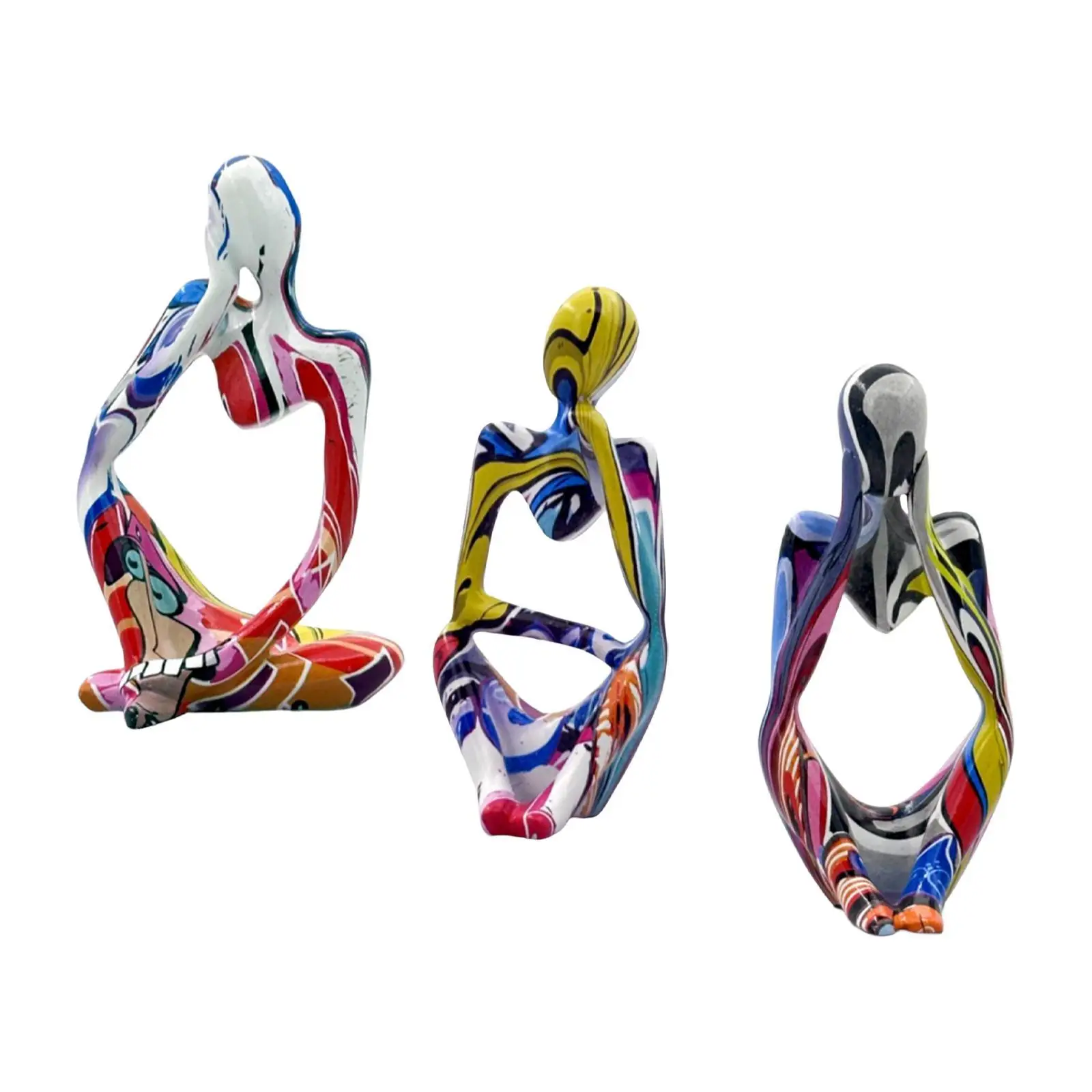 Thinker Resin Statue Figurine Table Centerpiece Desktop Decors Abstract Sculpture for Farmhouse Drawer Office Cabinet Bedroom