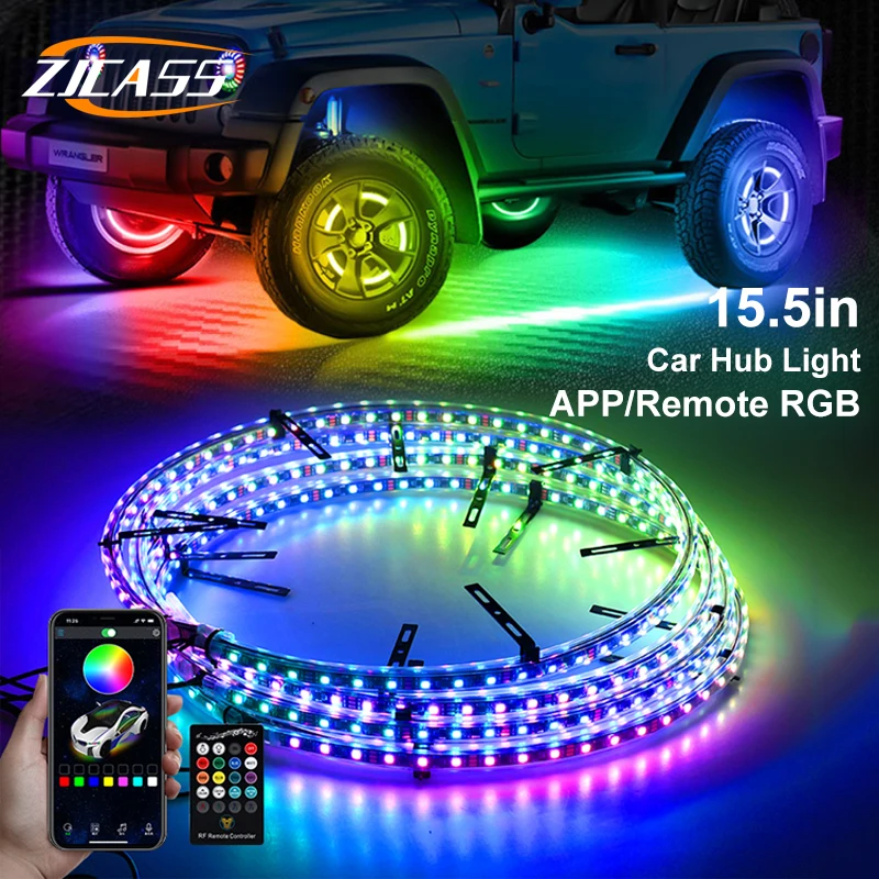 4Pcs155InCarWheelLEDLightsForCarHubDecorativeNeonLampWith