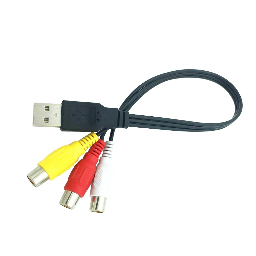 USB 2.0  3 RCA    25cm ޴ AV ڵ    ȯ  ̺ й