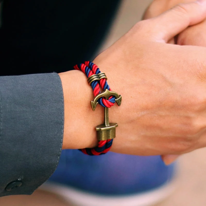 Mens Double Layer Rope Bracelet Punk Jewelry Accessory