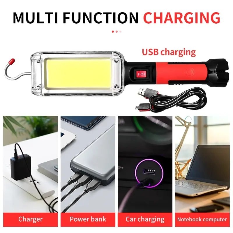 USB Rechargeable COB Work Light led flashlight camping lights camping lamp led work light work light solar lantern 1/2/4pcs Portable LED Flashlight 18650 Adjustable 2Mode Waterproof Magnet Design Camping Lantern