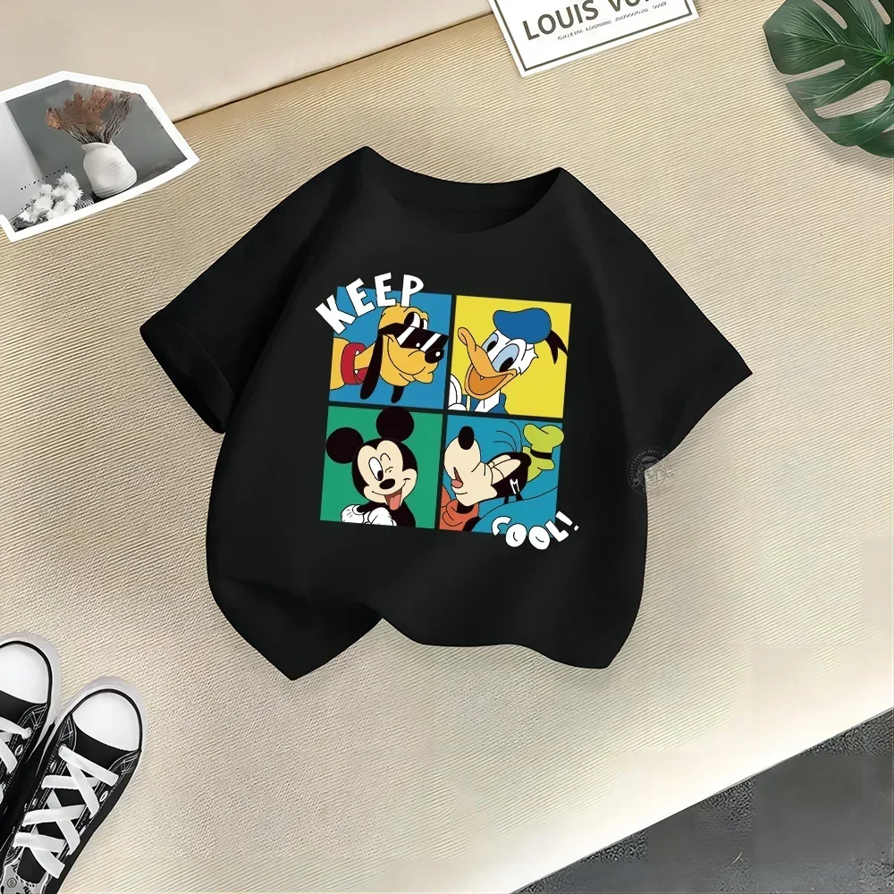 Disney Mickey Minnie Summer Short Sleeve Cartoon Print Baby Girls Cotton T-shirt Boys Girls Comfortable Top Cotton T-shirt top 5