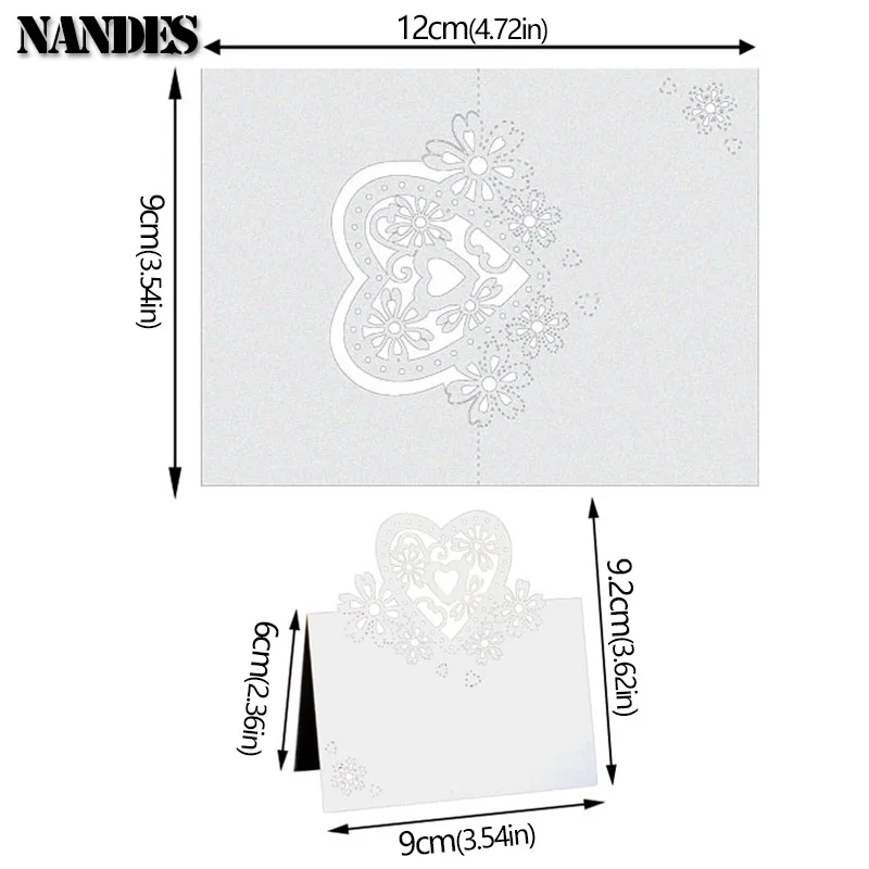 50pcs romantic Love Heart Laser Cut Party Love Heart Table Number Name Place Cards Party Favor Decor Wedding Cards Decoration