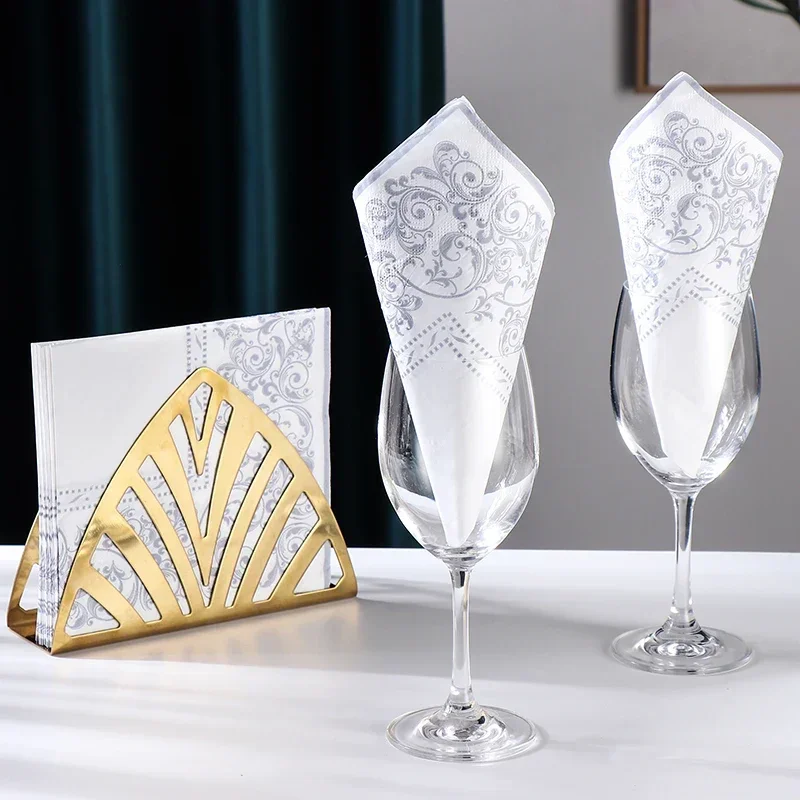 20pcs Colored Napkins Colored Paper Towels Printed Napkins Hotel Pure Wood Pulp Paper Party Decoration Wine Glass Folding