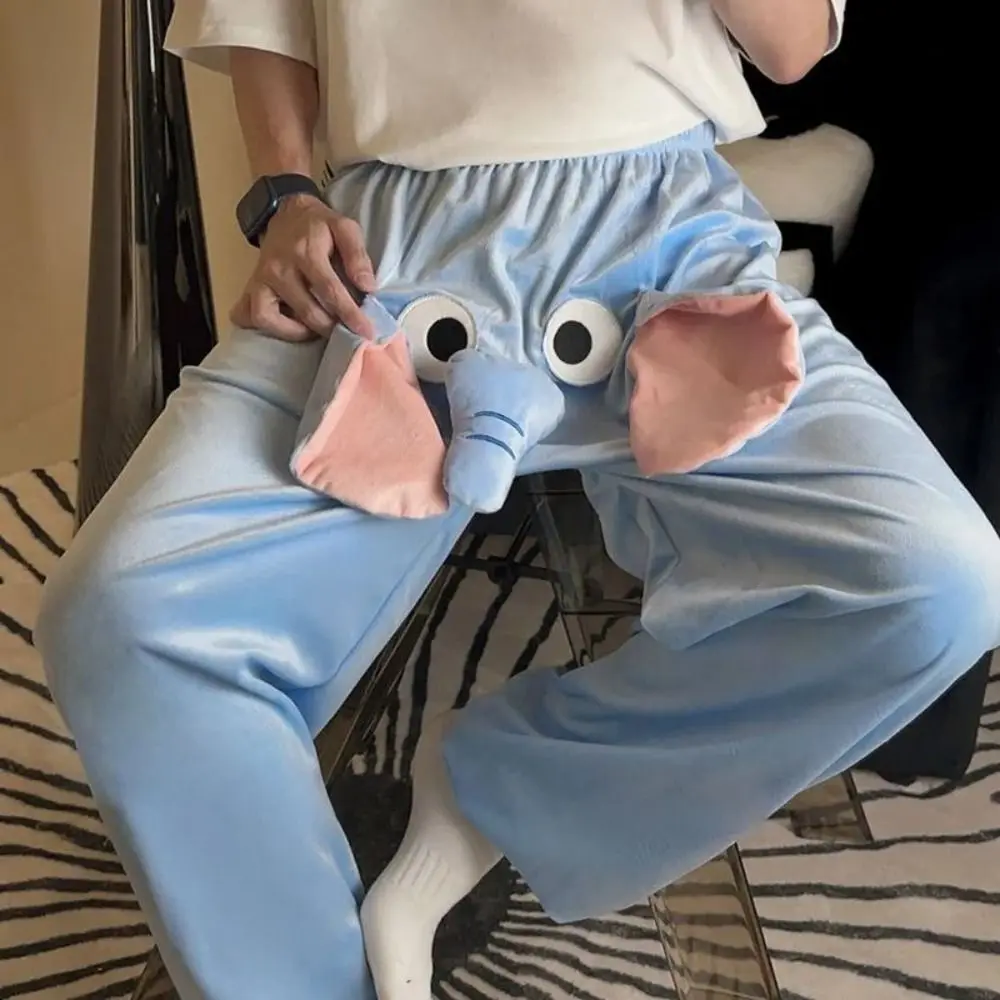 Cute Elephant Trunk Pajamas Dacron Leisure Home Sleeping Trousers Funny Couple Pajama Pants Autumn