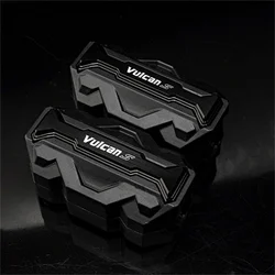 VULCANS Motorcycle Crash Bar Bumper Engine Guard with Decorative Block (Black)