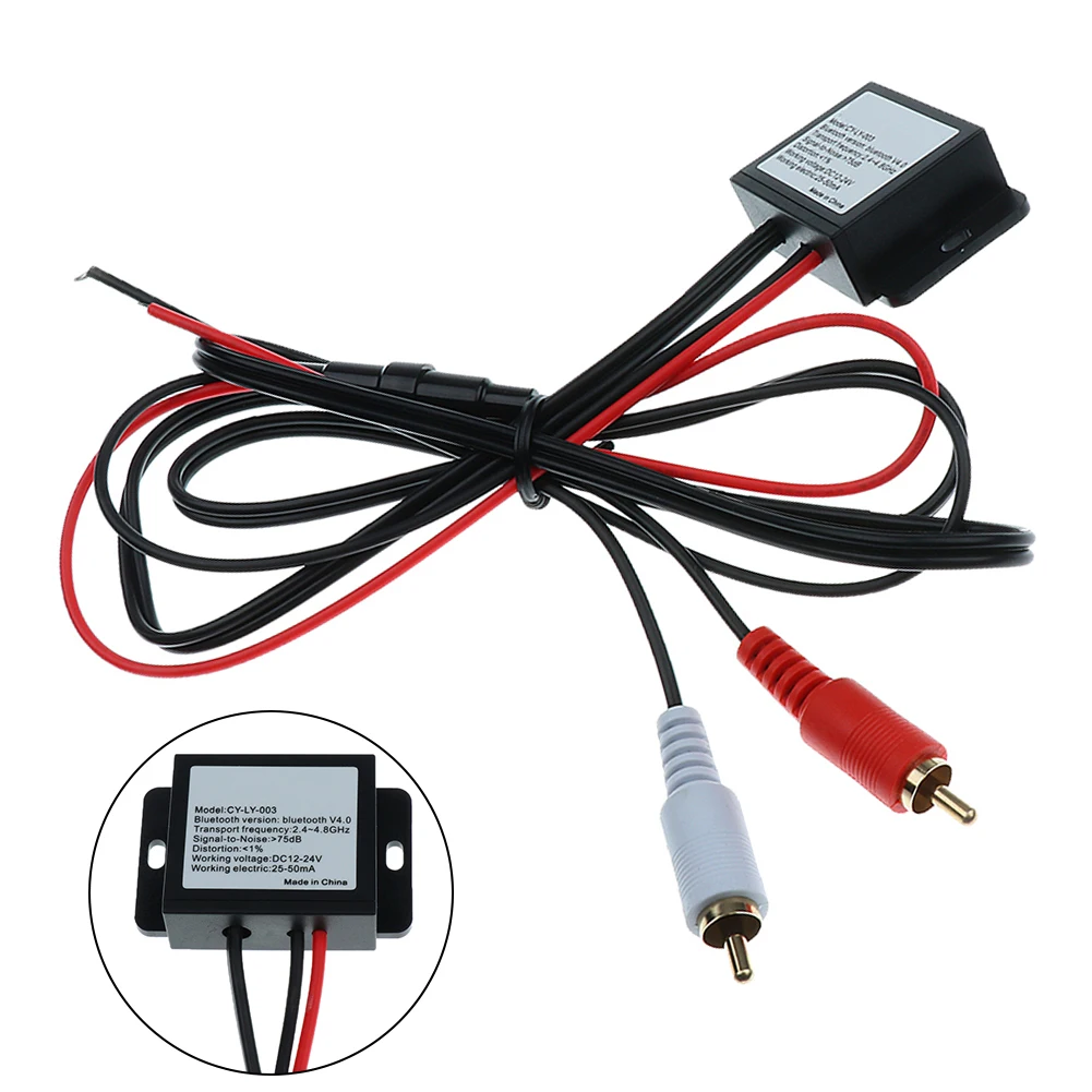 

Car Universal 2RCA Lotus Female RCA BT AUX Audio Cable Audio DC12-24V Car Aux Adapter BT Music Receiver Module Kit 2 RCA Input