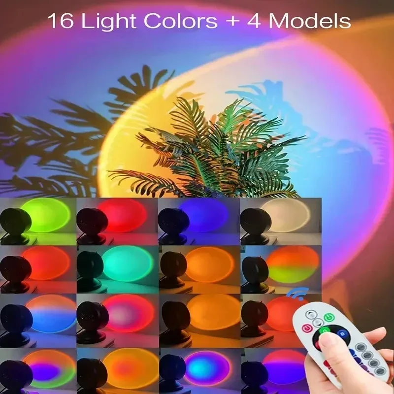 1pc-The new sunset light comes with earbuds and remote control in 16 colors version