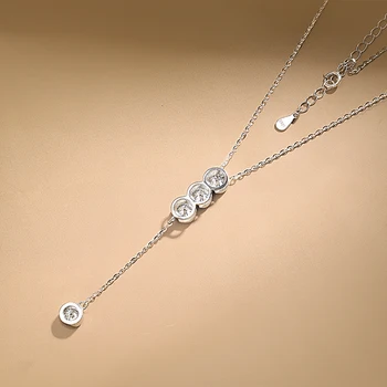 3mm/5mm Full Moissanite Necklace for Girls Classic Bubble Clavicular Chain 925 Sterling Silver Party Fine Jewelry GRA 3