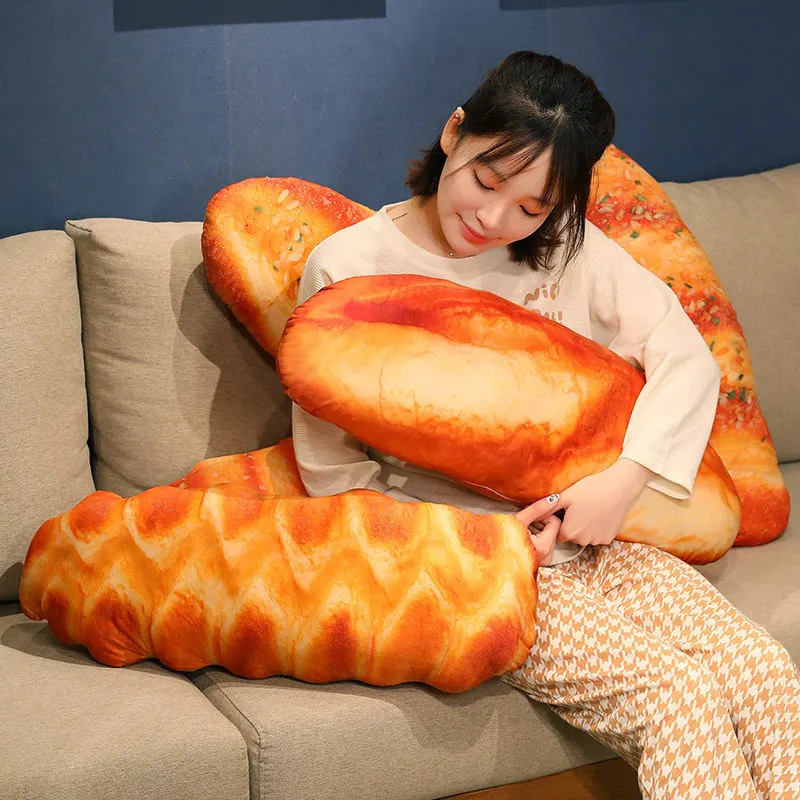 Elemhome 3D Simulation Bread Pillow 60cm Decorative Soft Butter Cushion Throw PillowSoft Lumbar Back Cute Funny Food Plush Stuffed Toy For Home Decor Special Pillow, M - View #2