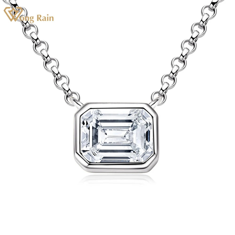 

Wong Rain 18K Gold Plated 925 Sterling Silver VVS1 3EX D Emerald Cut Real Moissanite Diamonds Gems Pendant Necklace Jewelry GRA