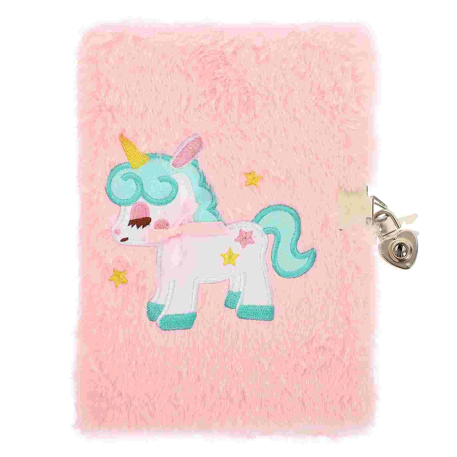 

Plush Cover Notepad Unicorn Notebook Lockable Diary Plush Cover Notebook A5 Notebook with Lock