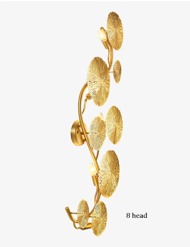 plug in wall lamp Copper Lustre Gold Lotus Leaf Wall Living Room Lamp Vintage Retro Bedside Art Decoration Home Lighting Wall Sconces led wall lights