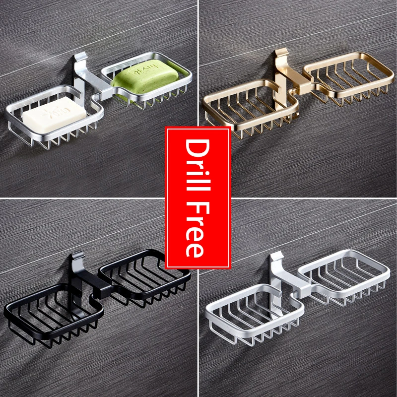 BathroomSoapDishesHolderDoubleTrayWallMountedCreativeStorage