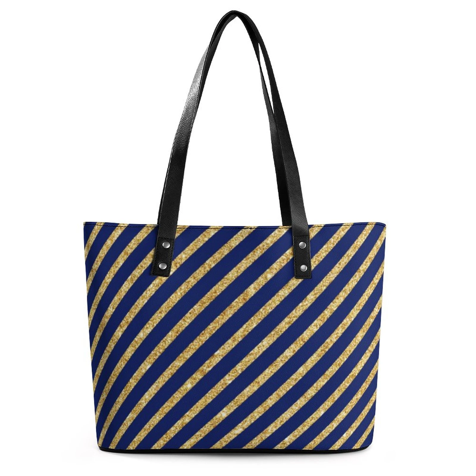 Bolsos de mano náuticos de color marino para mujer, bolso de hombro de piel sintética
