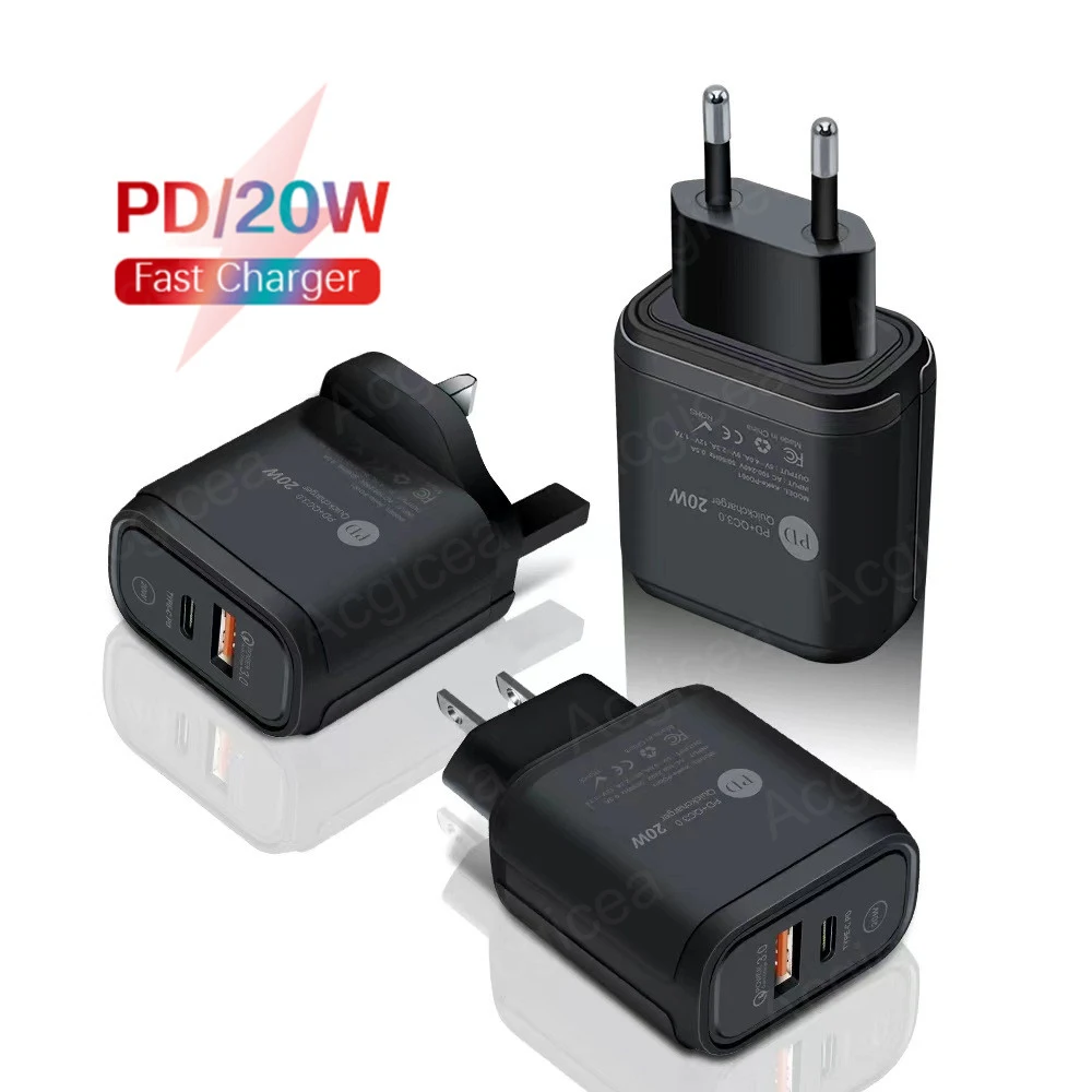 

PD 20W USB Charger Type C Fast Charging Quick Charge 3.0 For iPhone 14 15 Xiaomi Samsung Universal Adapter Mobile Phone Charger