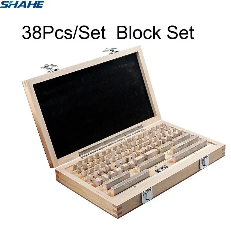 SHAHE Block Gauge 38Pcs Set 1 Grade 0 Grade Caliper Block Gauge Inspection Block Gauge Measurement Instruments