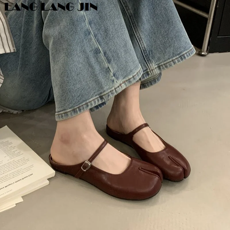 Women Tabi Ninja Slippers Brand Mules Soft Microfiber Comfy Flats Fashion Split Toe Slides Casual Loafer Shallow Ballerina Mujer — view 5