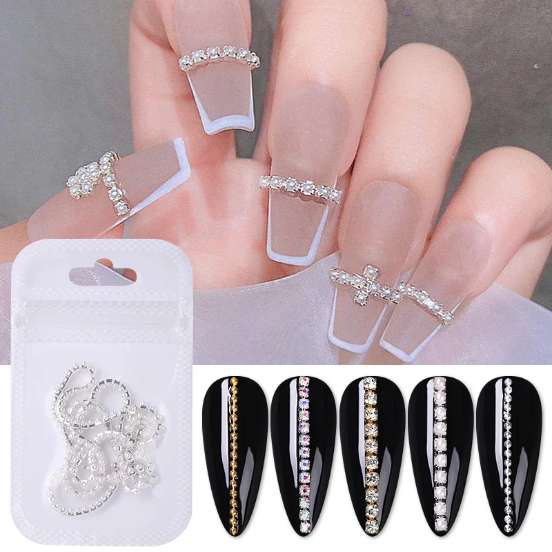 0.8mm/1.0mm/50cm 네일 체인 참 골드 실버 네일 스톤 비즈 3D 장식 액세서리 금속 강철 볼 체인 네일 아트 쥬얼리