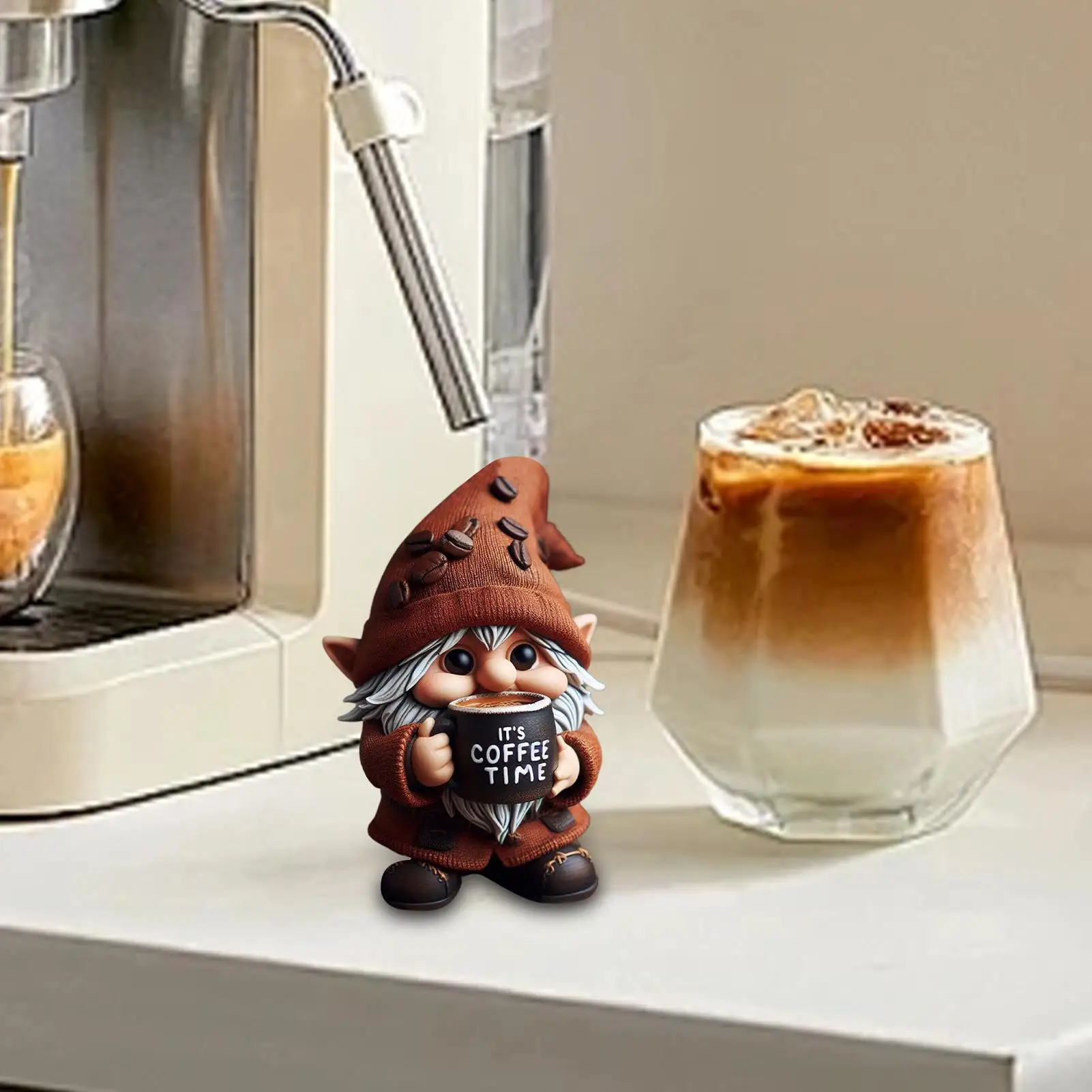 Coffee Gnomes Handcrafted Kitchen Counter Figurines Resin Gnomes for Dining Room Coffee-Themed Dwarf Decorations Kitchen Decor