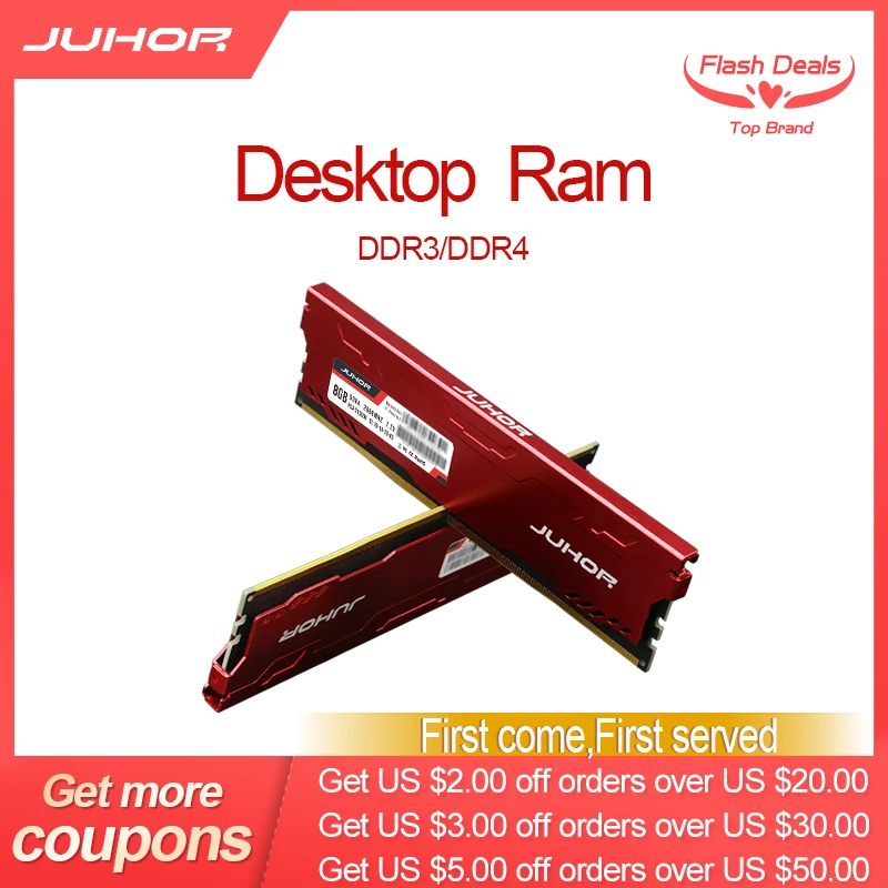JUHOR Memoria Ram DDR3 8GB 4GB 1600MHz 1866MHz DDR4 8GB 16GB 2400MHz 2666MHz  3000MHz 3200MHDesktop Memory New Dimm 1333MHZ RAMs