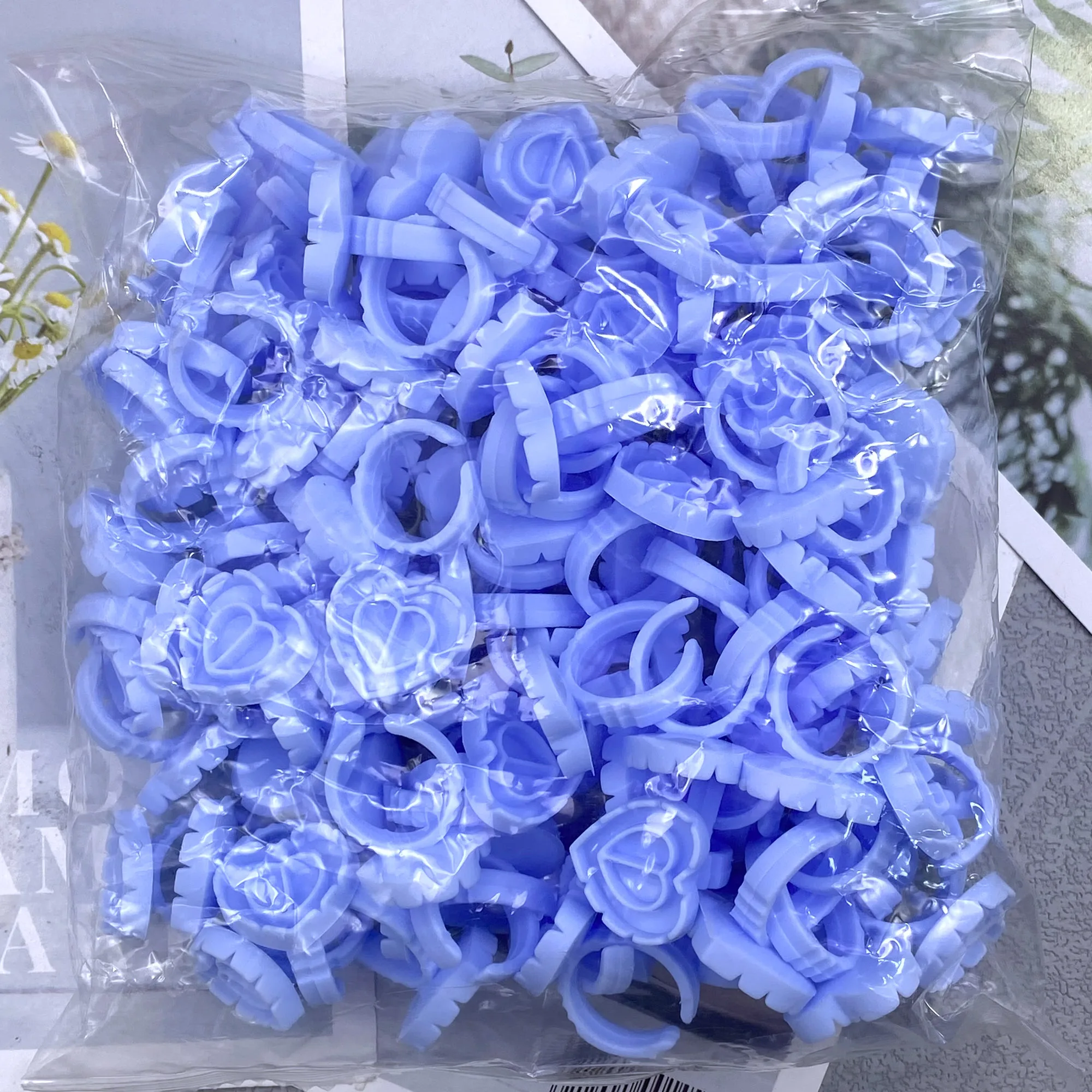 500Pcs Eyelash Glue Fan Cup Rings Holder Container White Tattoo Pigment Disposable Eyelash Extension Tools Lash Supplies