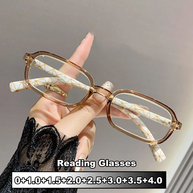 Square Frame Reading Glasses Anti-blue Light Hyperopia 0+4.0 1