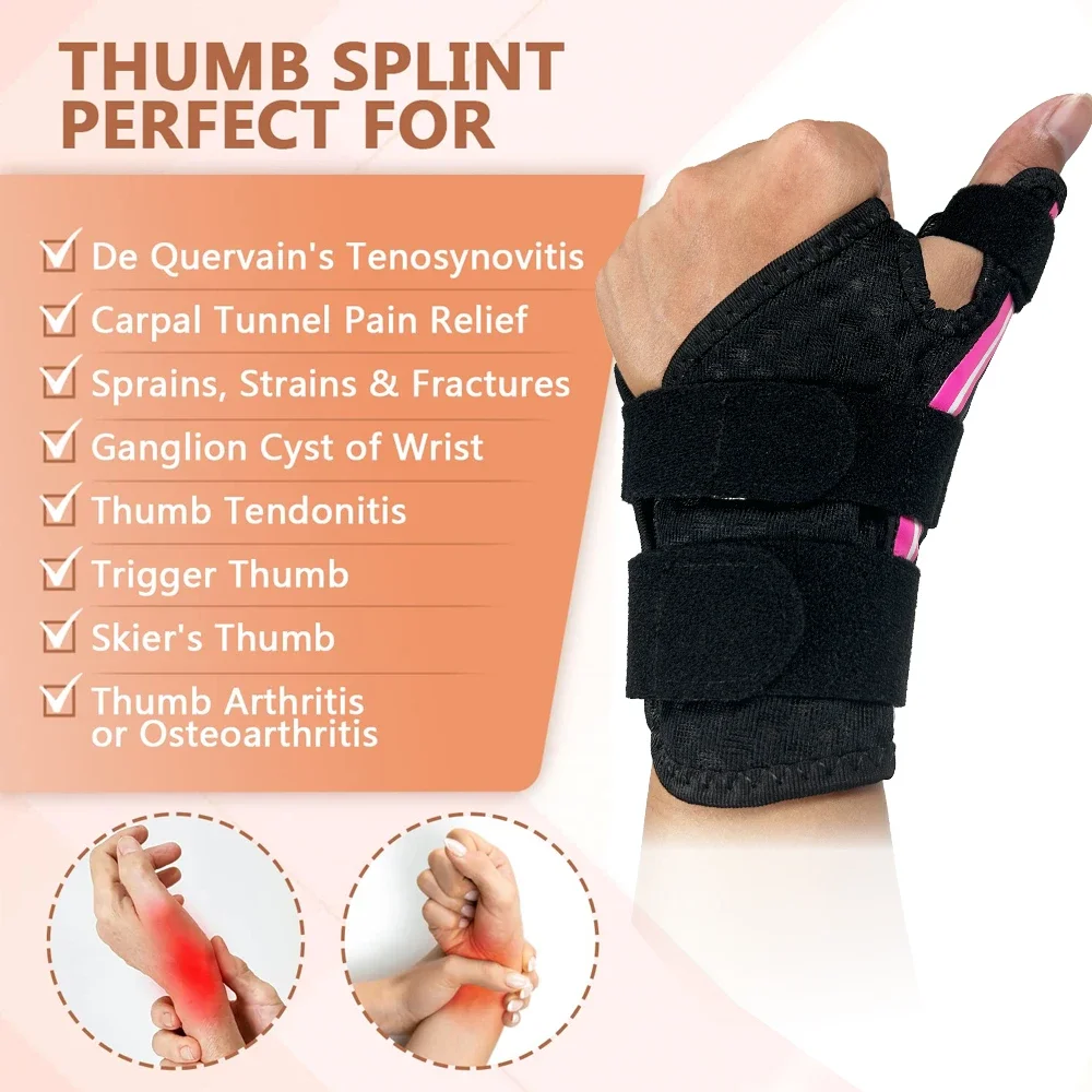 1/2 Stück Daumenstütze für rechte/linke Hand, Handgelenk-Spica-Schienenunterstützung für Trigger-Daumen, CMC, Arthritis, Sehnenscheidenentzündung, Schmerzlinderung – Detail 9