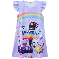 Gabbilé-Robe de nuit à manches volantes pour enfants, vêtements de nuit de dessin animé pour enfants, robe pyjama d'été pour filles, costume de maison de courses, plus récent 5