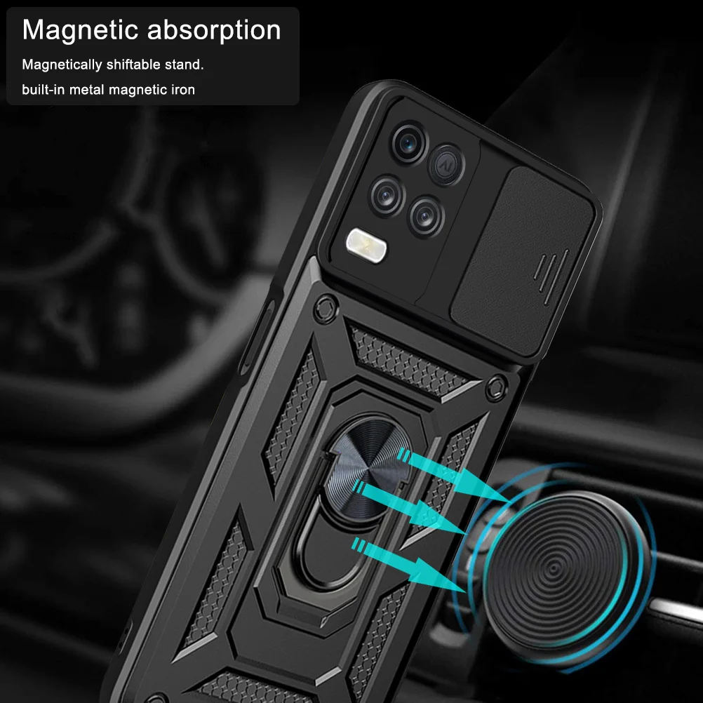 For OPPO Realme 8 5G Case Magnetic Car Holder Ring Shockproof Armor Back Cover For Realme 8i 8 Pro C20 C11 Stand Phone Cases
