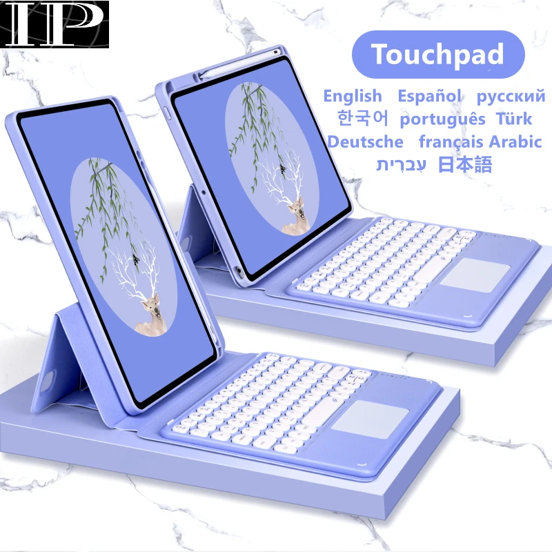 Per Apple Ipad Pro 12 9 2022 2021 2020 2018 Custodia Touchpad Tastiera Russo Spagnolo Ebraico Coreano Tedesco Francese Teclado Cover