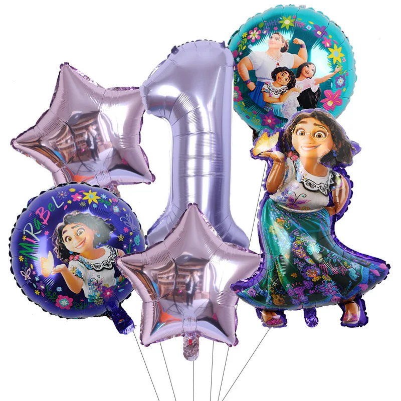 thumbnail image 1 of Decoración para fiesta de cumpleaños de Disney Encanto, vajilla de princesa Mirabel azul y morado, suministros para globos, abalorio para baby shower, regalo para niños, 1 of 5